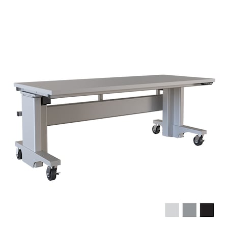 Bostontec Heavy Duty Electric Height Adjust Workbench, 30"d X 72"w, 1,200 lb cap, Laminate Top, w/Casters, Matte Platinum PBH3072-FD30I-3M3072 - P